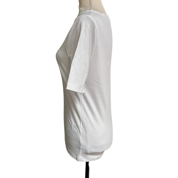 J.Crew Factory White Boatneck Tee Size S | Fair Trade Cotton Elbow Sleeve NWT - Picture 8 of 13